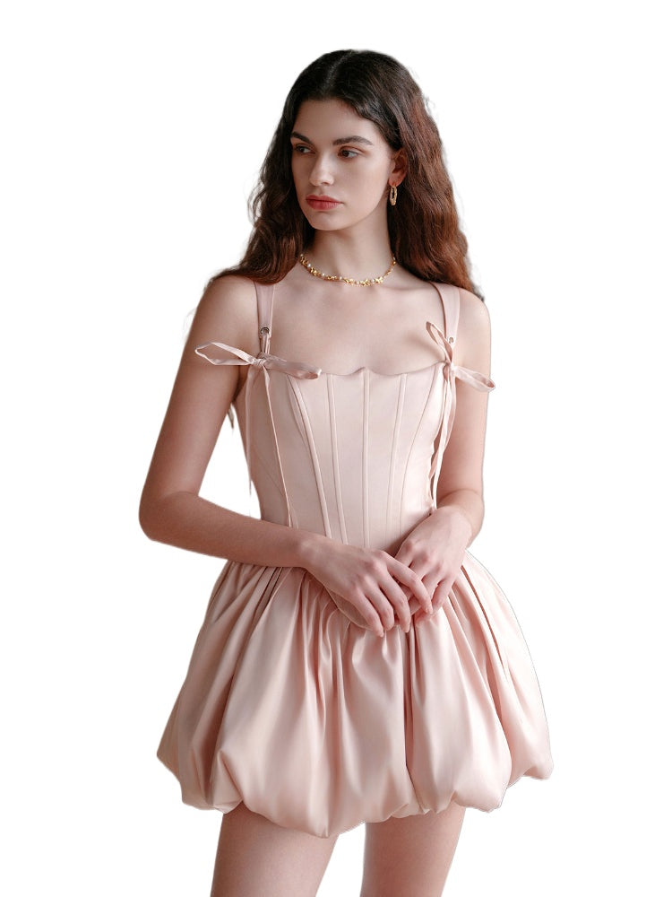 Elegant Waistline Mini Bubble Dress