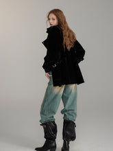 (Final Sale) Lapel Patchwork Velvet Coat - CHINASQUAD