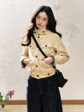 Khaki Suede Korean-Style Short Jacket - CHINASQUAD