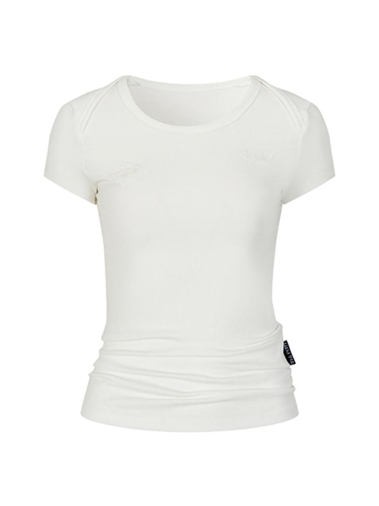 Embroidered Letter Short-Sleeve T-shirt - CHINASQUAD