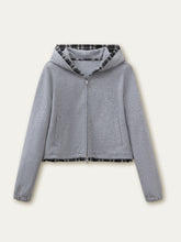 Gray Plaid Spliced Hoodie & Skirt Set - CHINASQUAD