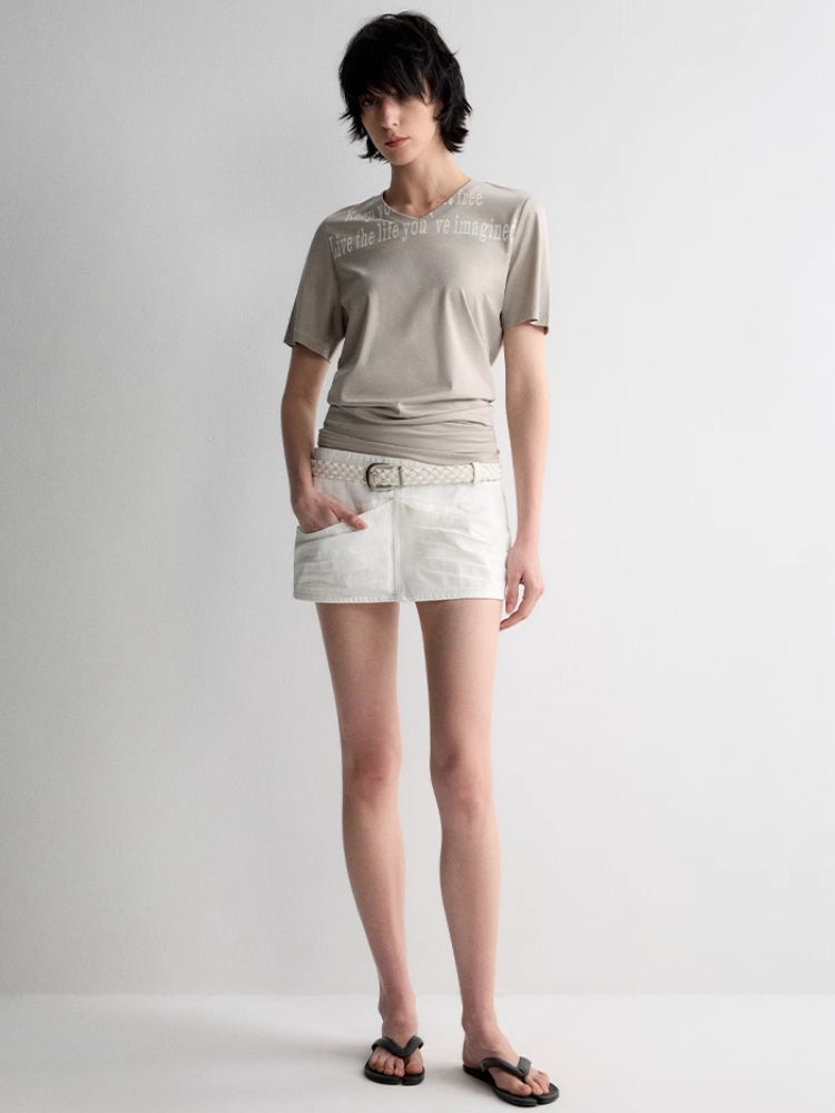 White Denim Straight Skirt - CHINASQUAD