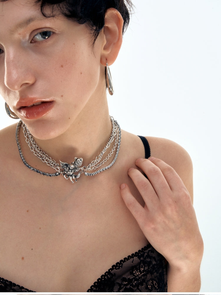 Vintage Gothic Angel Rose Choker Set - CHINASQUAD