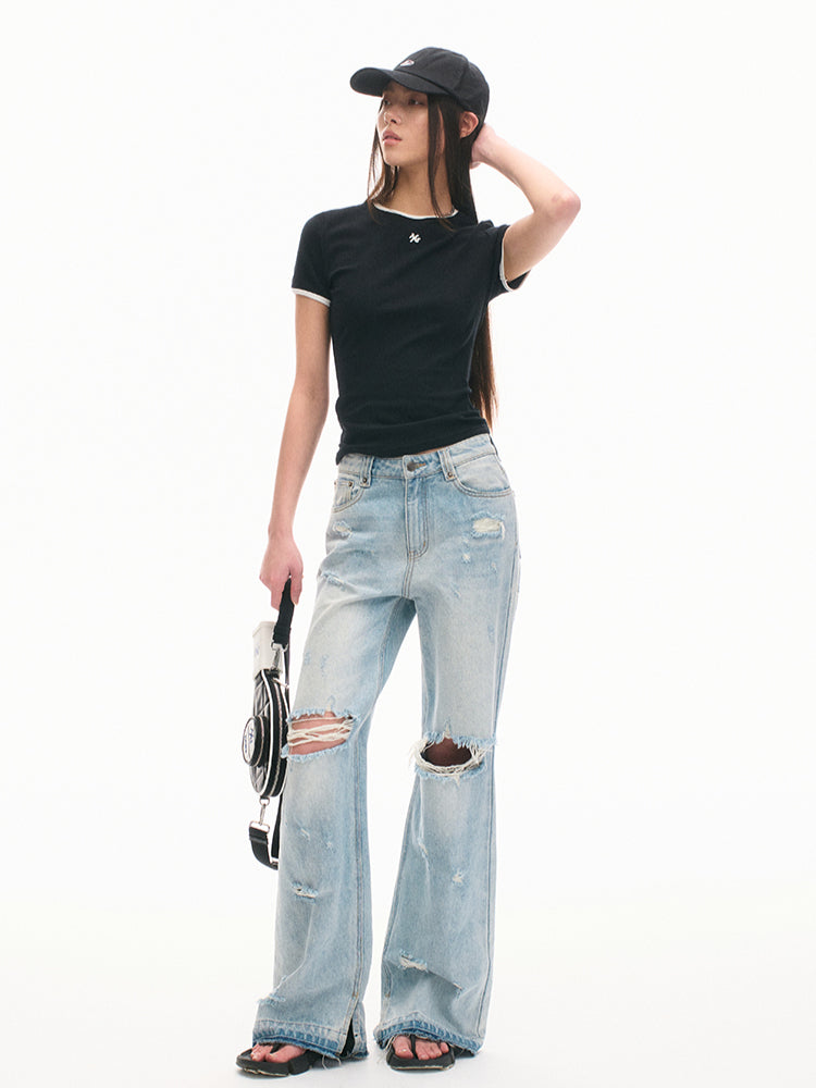 Slim-Fit Color-Block Crewneck Sports T-Shirt - CHINASQUAD