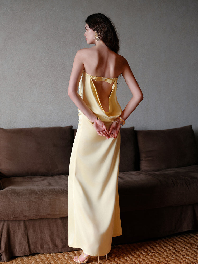 Halter Bowknot Cowl Neck Backless Dress - CHINASQUAD