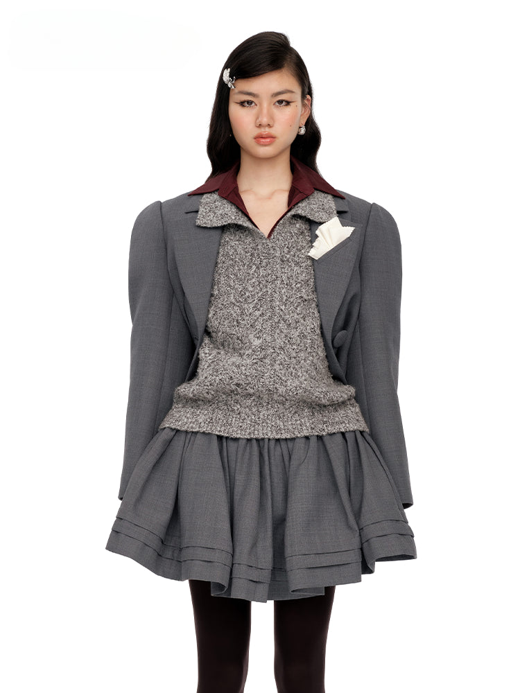 Wool Lapelled Structured Blazer - CHINASQUAD