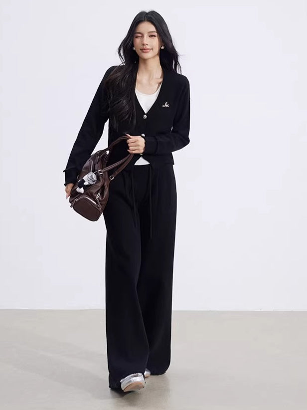 Mock-Layer Crop & Wide-Leg Knit Set