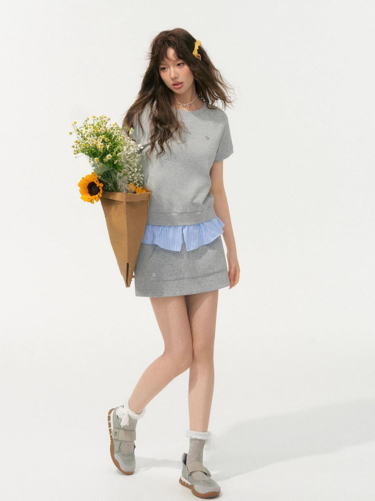 Stripe Patchwork Raglan Sleeve T-shirt