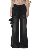 Bear Washed Denim Printing Pants - CHINASQUAD