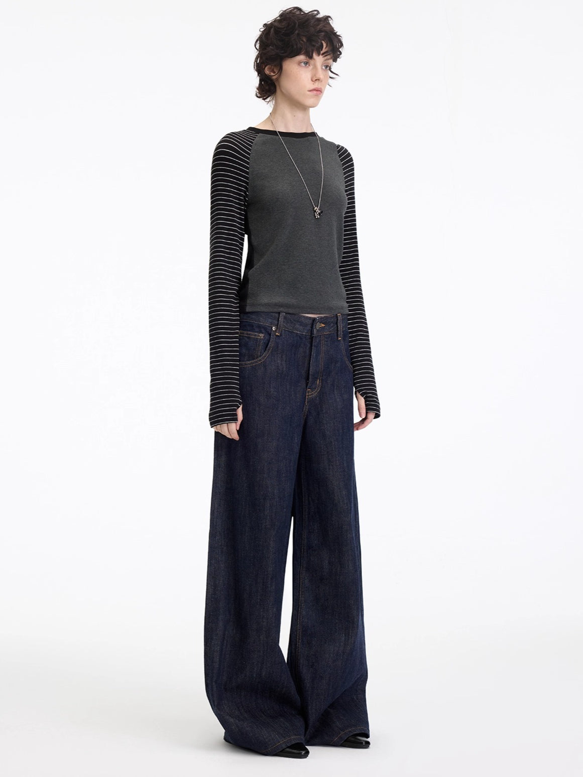 Contrast Raglan Slim-Fit Long-Sleeve Tee