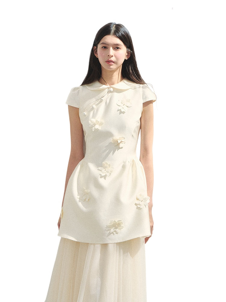 Doll-Collar Puffy Dress - CHINASQUAD