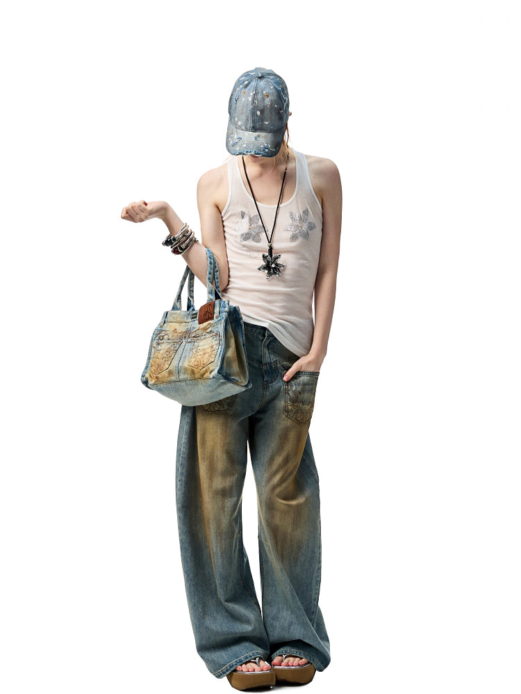 Mud-dyed Washed Jeans - CHINASQUAD