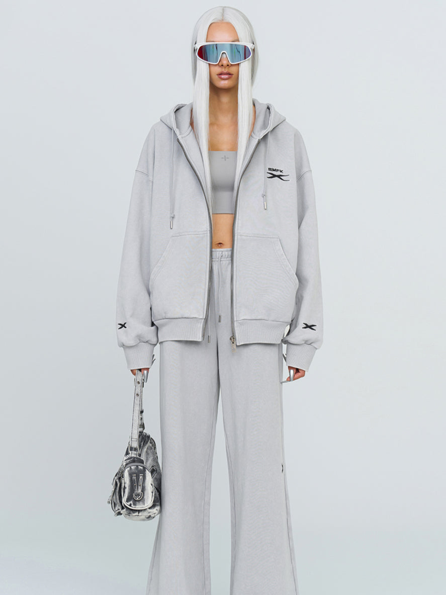 Black & Gray Future Embroidered Hoodie - CHINASQUAD