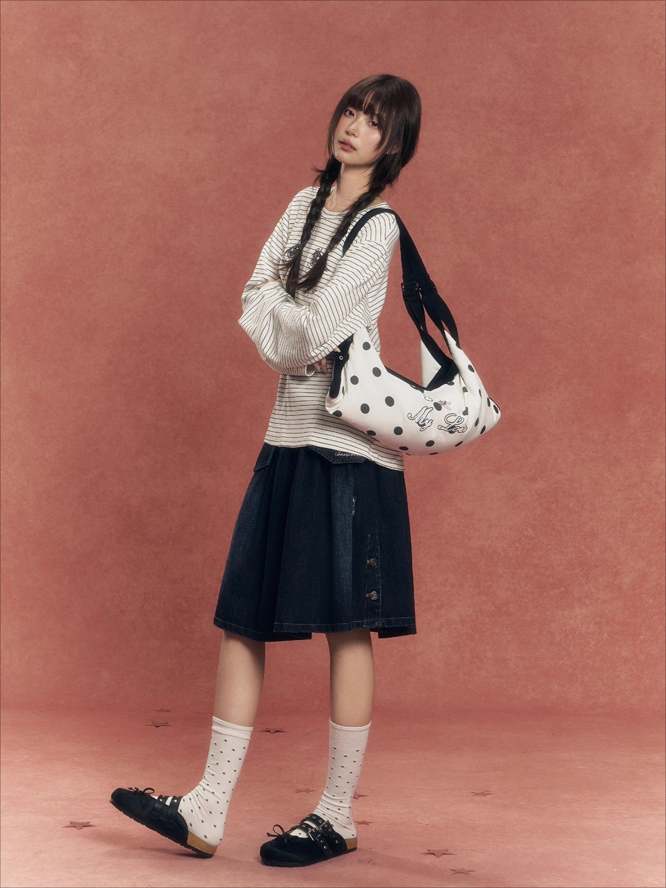 Crystal Eye Print Striped Long-Sleeve T-Shirt