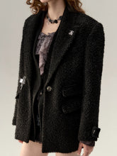 Khaki & Black Woolen 2-in-1 Blazer - CHINASQUAD