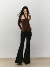 Knitted Halter Neck Slit Tank Top - CHINASQUAD