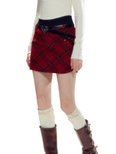 (Final Sale) Red Vintage Plaid Woolen Skirt - CHINASQUAD