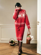 Warm Fabric Color Block Sweater & Skirt Set - CHINASQUAD