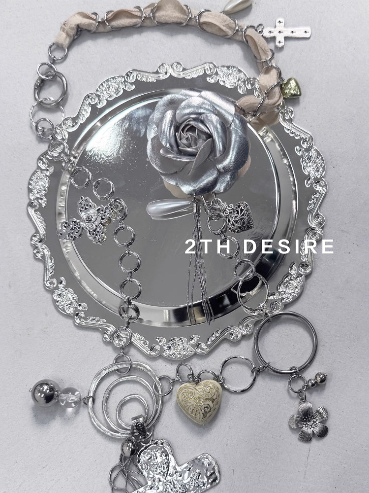 Silver Ring Spliced Cross Flower Waist Chain Necklace - CHINASQUAD