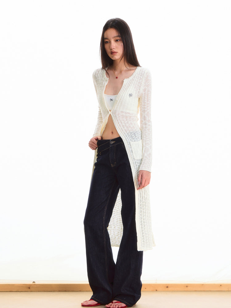 Anti-Pilling Round Neck Lightweight Knit Cardigan - CHINASQUAD
