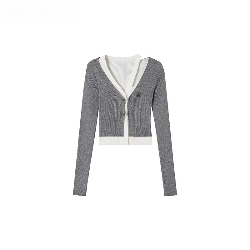2-in-1 Long-sleeve Knitted Cardigan - CHINASQUAD