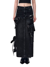 Zipper Utility Denim Skirt - CHINASQUAD
