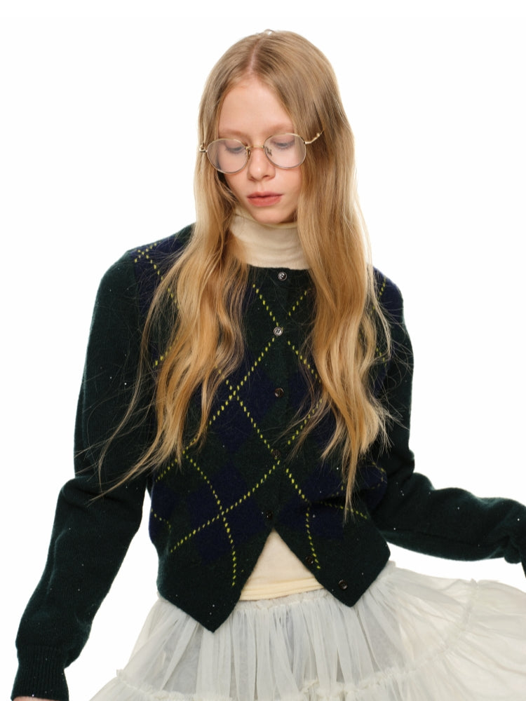 Argyle V-Neck Wool Blend Pullover - CHINASQUAD