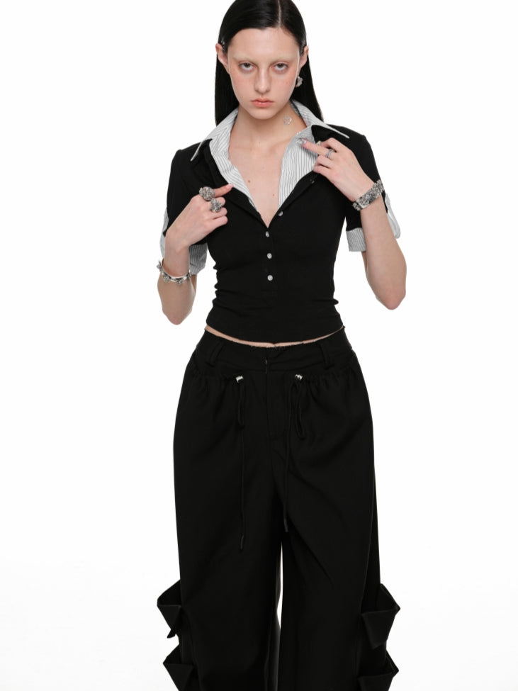 Faux Two-Piece Polo Collar T-Shirt - CHINASQUAD