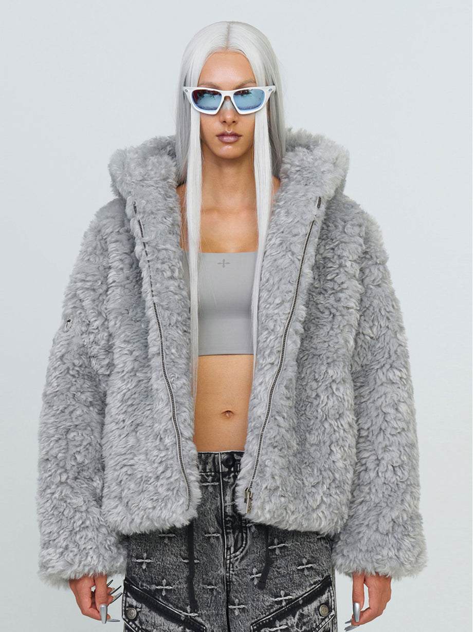 Cross Patch Fur Coat - CHINASQUAD