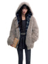 Plaid Spliced Eco-friendly Faux Fur Coat - CHINASQUAD