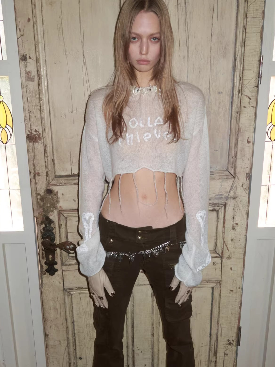 Mohair Sequin Sheer Knit Base Layer