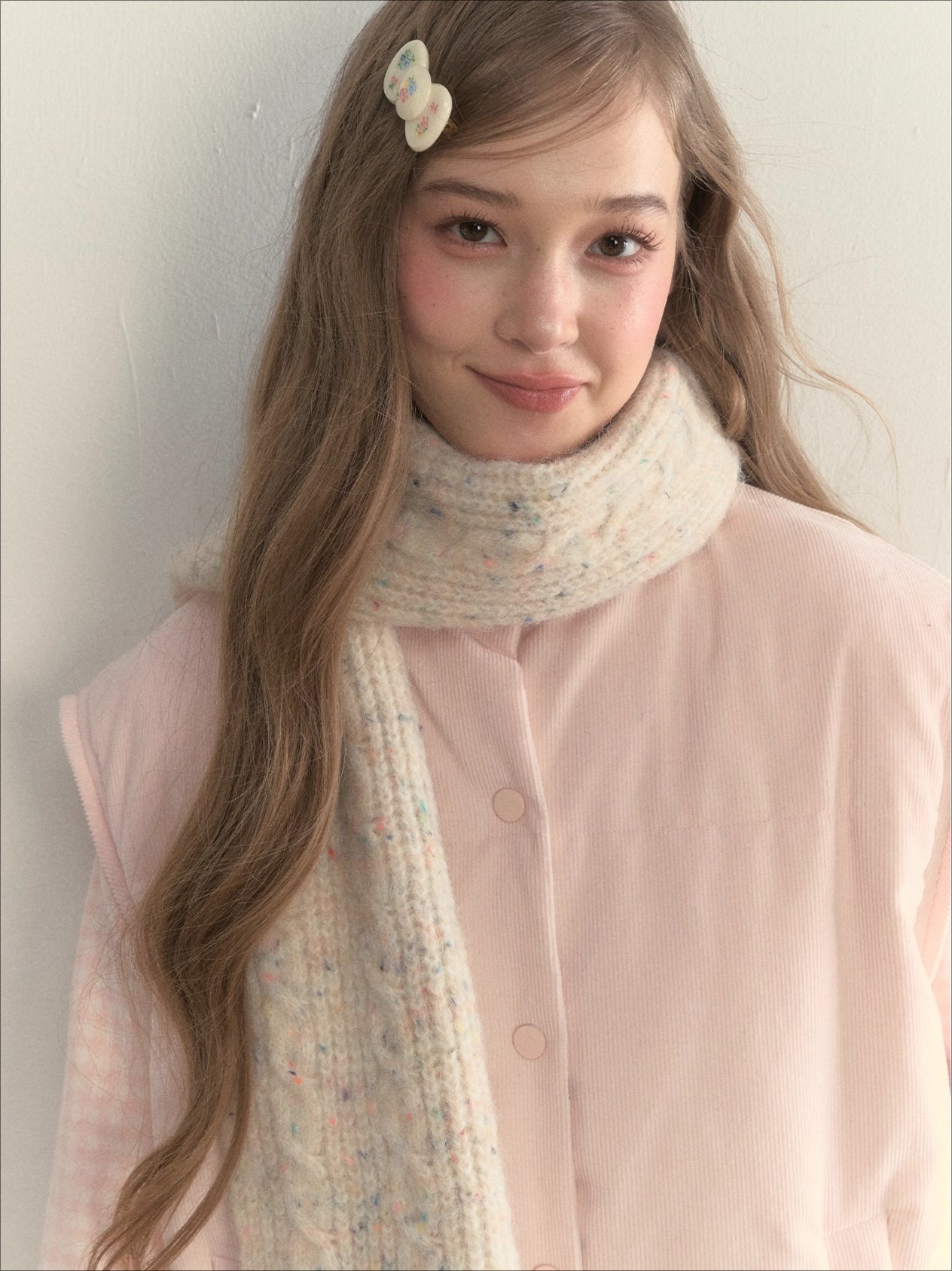 Twist-Knit Speckled Vintage Long Warm Style Wool Scarf