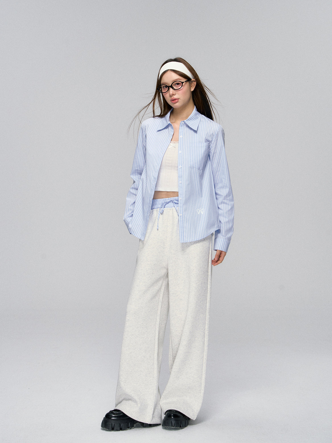 Blue Striped Cotton Shirt - CHINASQUAD