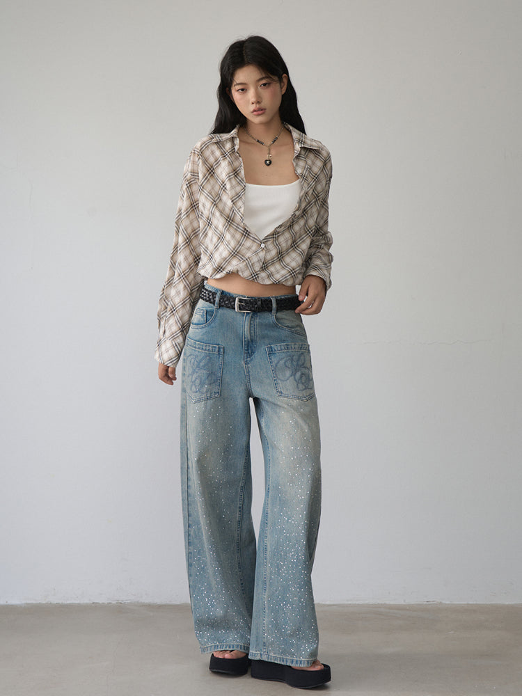 Two-piece Look Checked Long-sleeve Shirt - CHINASQUAD