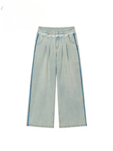 Lace-Panel Loose Straight Denim Jeans - CHINASQUAD