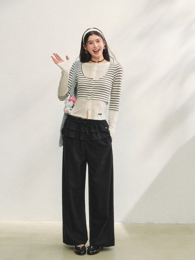 Striped Two-piece Contrast Color Cardigan - CHINASQUAD