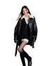 Color-Blocked Detachable Faux Fur Collar Jacket - CHINASQUAD