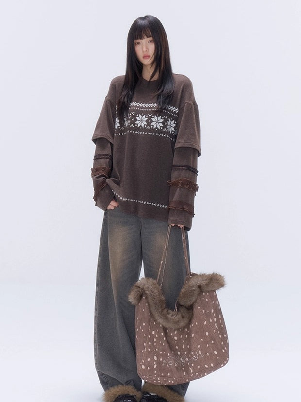 Layered Lace-Trim Long-Sleeve T-Shirt