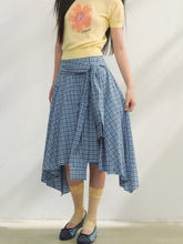 Blue Checkered Irregular Tie-Waist Skirt - CHINASQUAD