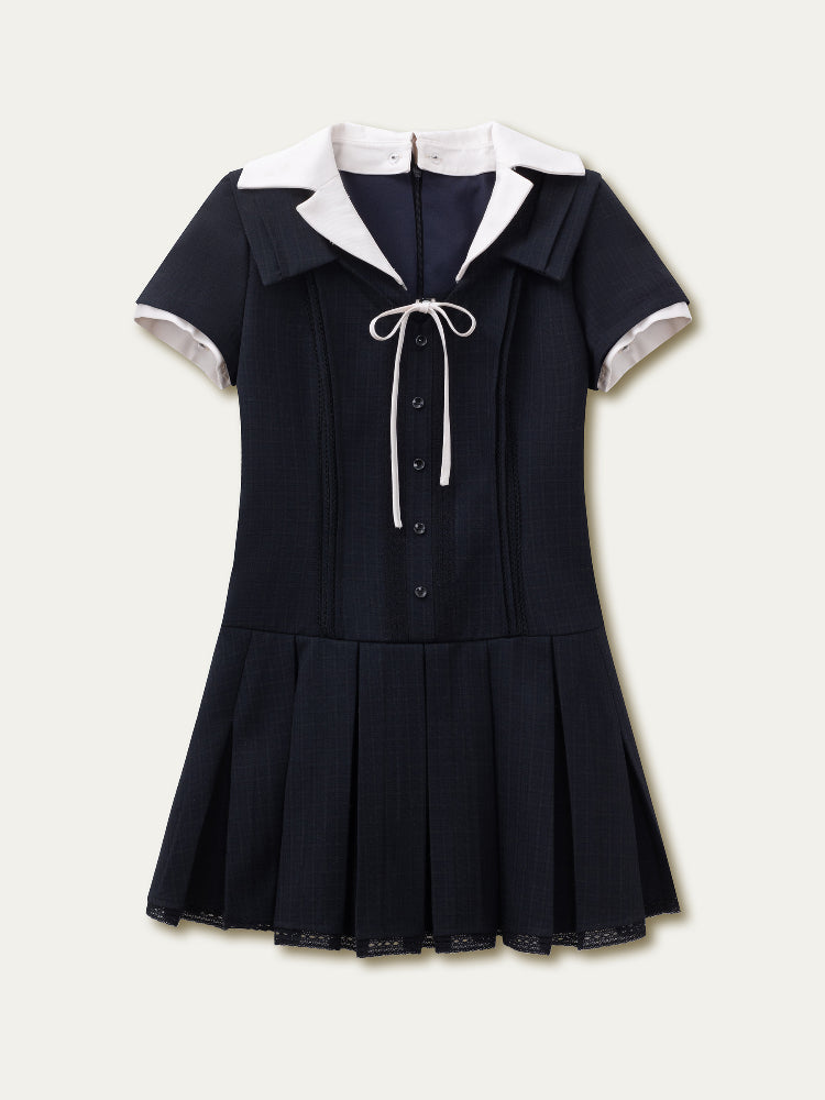 Dark Grey Striped Miu Style Dress - CHINASQUAD