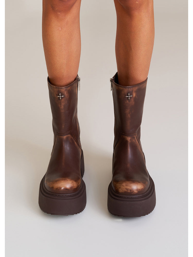 Compass Mode Leather Riding Boots Snow Mountain - CHINASQUAD