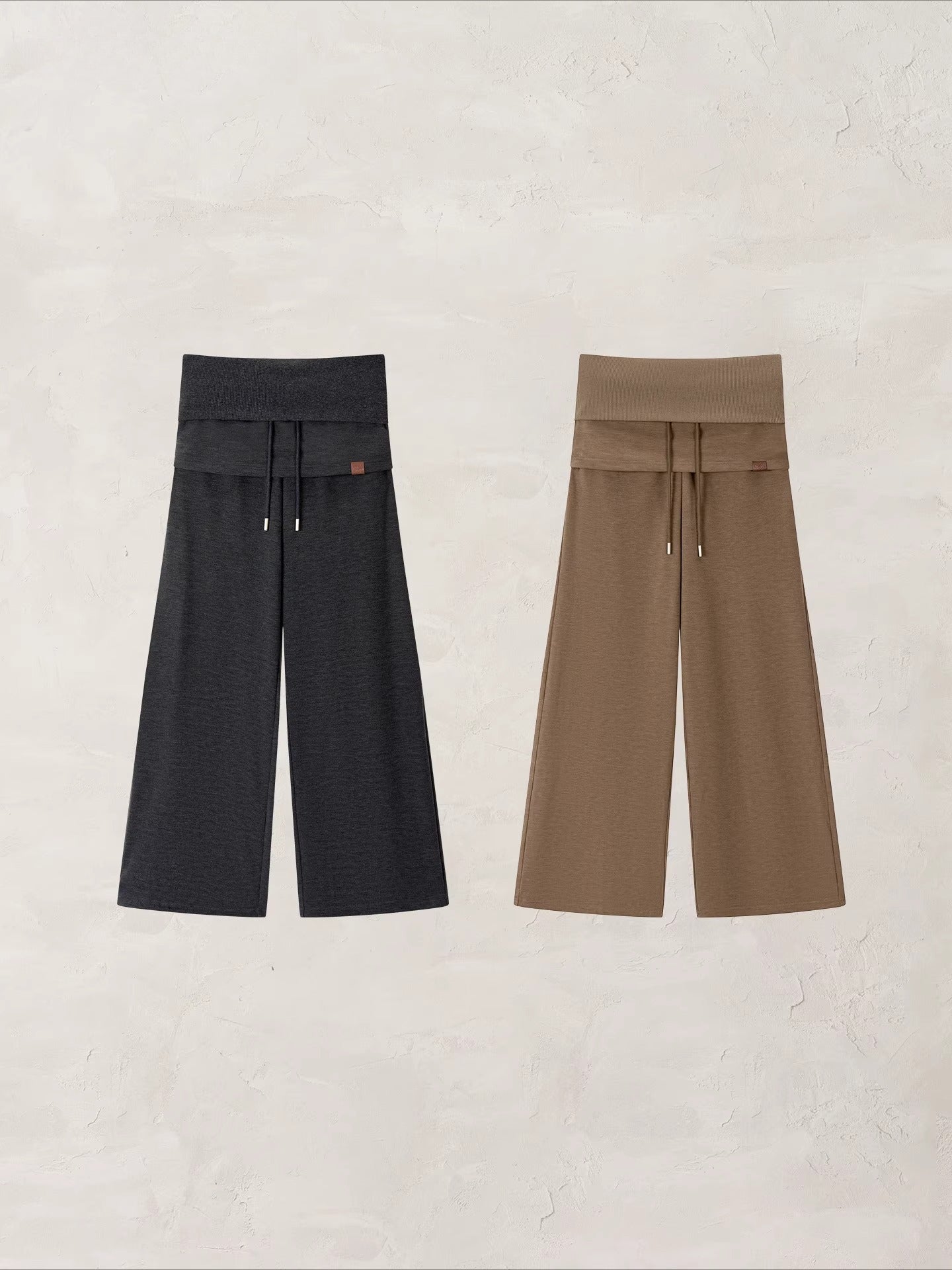 Folded Waist Skirt-Hem Wide-Leg Sweatpants - CHINASQUAD