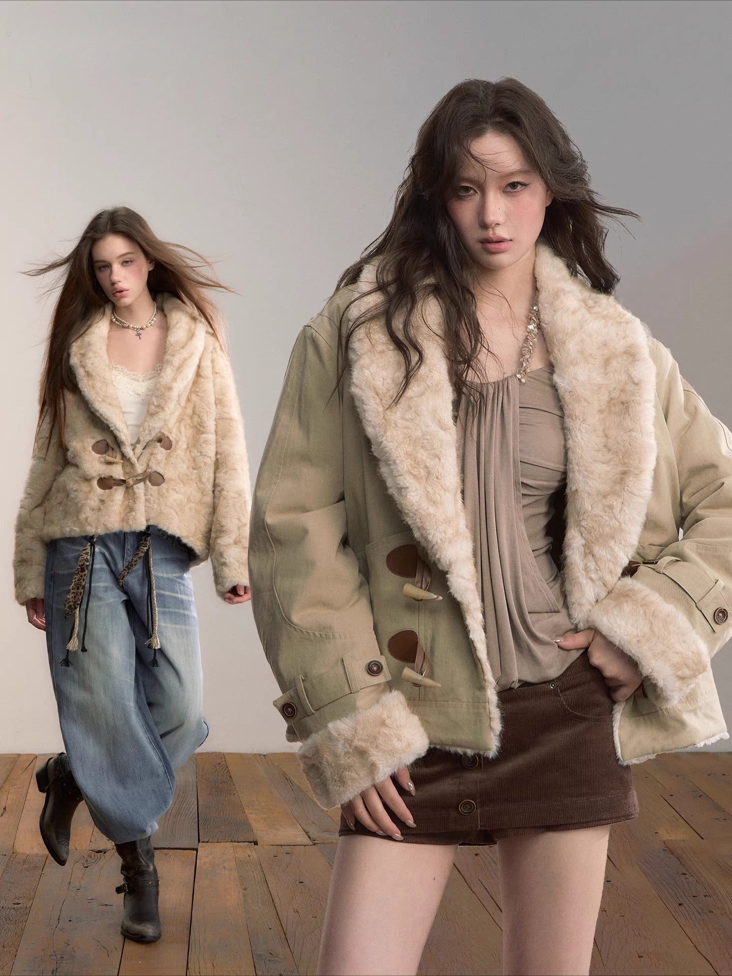 Reversible Faux Fur Toggle Jacket