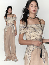 Gray Mesh Irregular Off-Shoulder Top - CHINASQUAD
