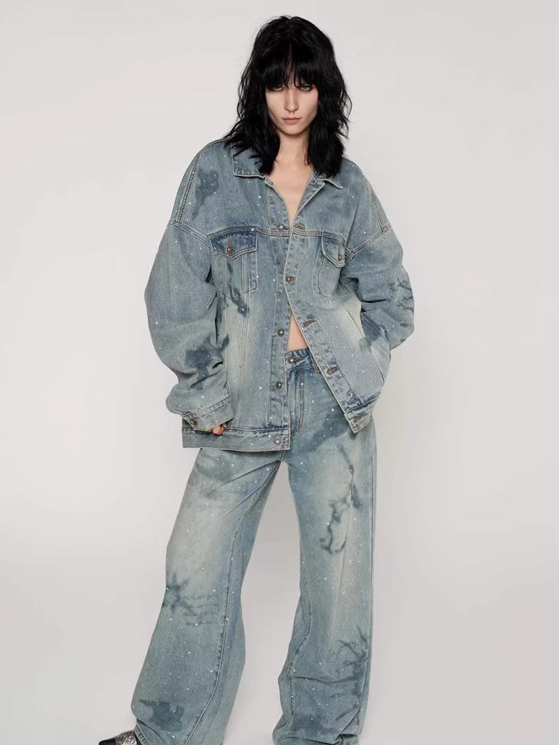 Nautical Map Straight-Leg Denim Jeans