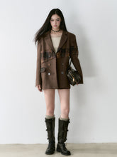 Wool Plaid Patchwork Mid-Length Coat - CHINASQUAD