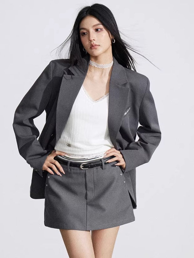 Lace Panel Oversized Blazer