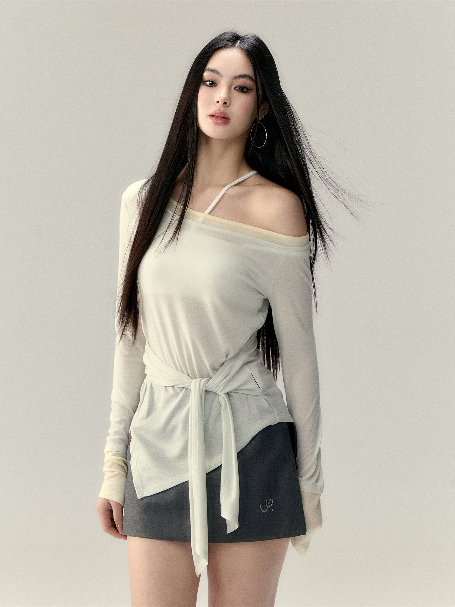 Irregular Color Block Tie-Back Sun Protection Cover-Up - CHINASQUAD