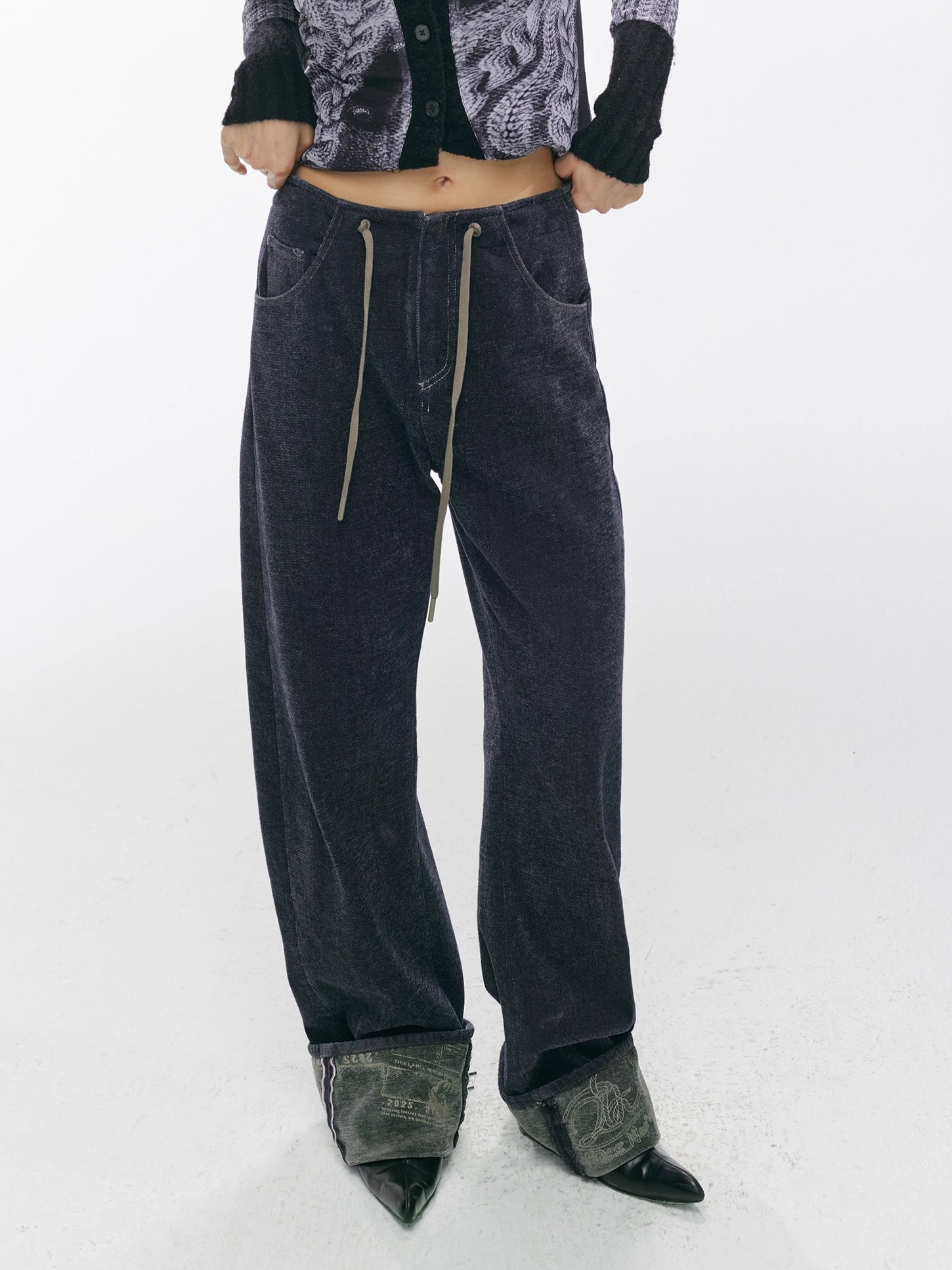 Vintage Washed Straight-Leg Denim Pants