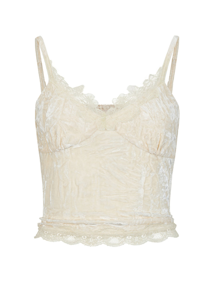 Lace-Trimmed Slim-Fit Versatile Tank Top - CHINASQUAD